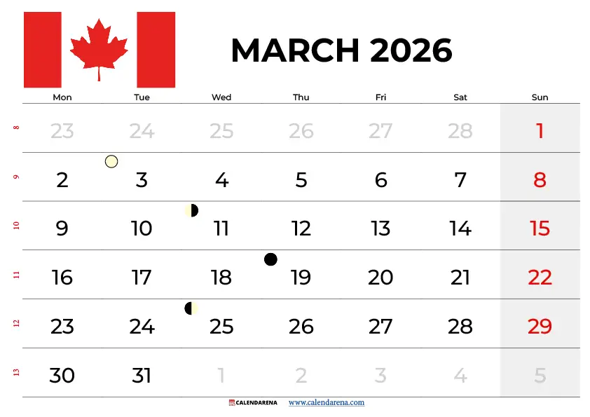 March 2026 Canada Calendar