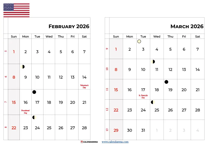 March And April 2026 Calendar Usa