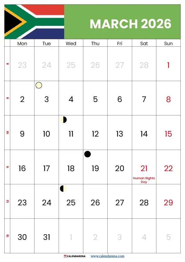 March Holidays 2026 South Africa