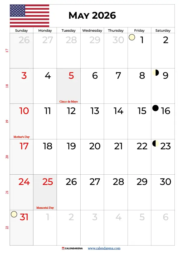 2026 May Calendar United States