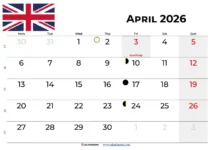April 2026 Calendar Uk