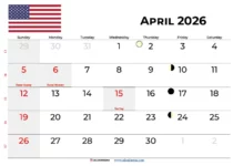 April 2026 Calendar With Holidays