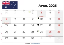 April 2026 Calendar With Holidays Australia