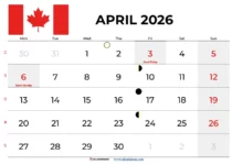 April 2026 Calendar With Holidays Canada