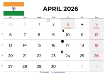 April 2026 Calendar With Holidays India Pdf