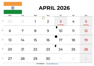 April 2026 Calendar With Holidays India Pdf