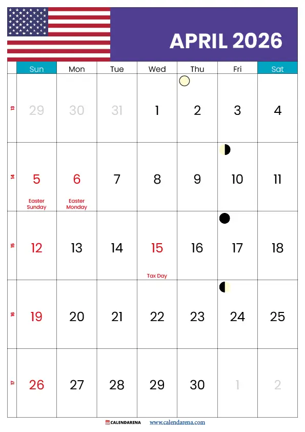 April Holidays 2026 Us