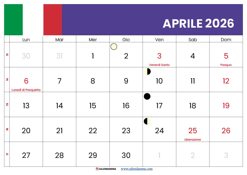Aprile 2026 Calendario