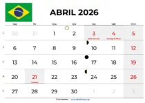 Calendário Abril 2026