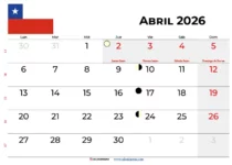 Calendario Abril 2026 Chile