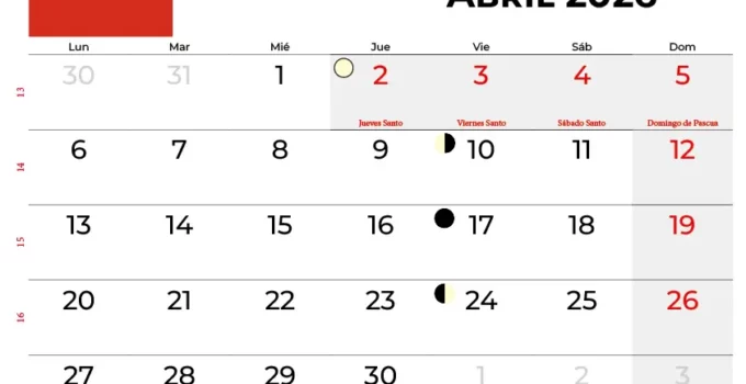 Calendario Abril 2026 Chile