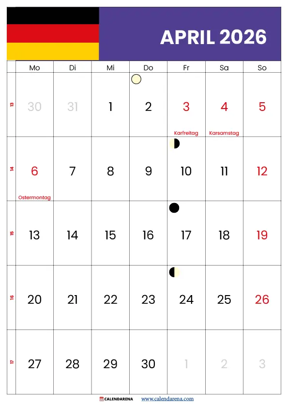 Kalenderblatt April 2026