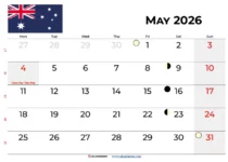 May 2026 Calendar Australia