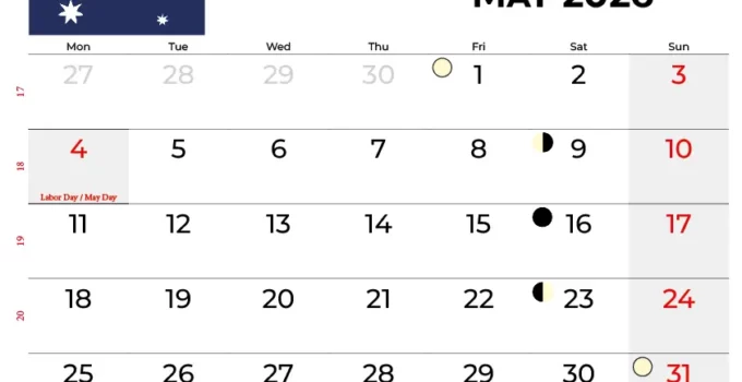 May 2026 Calendar Australia