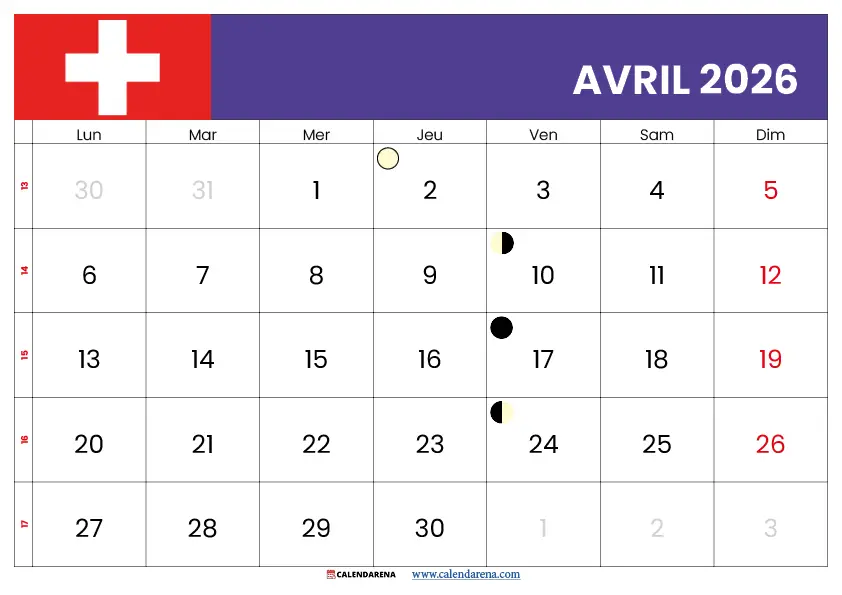 Nouvelle Lune Avril 2026 Suisse