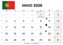 Calendário De Maio De 2026 Portugal