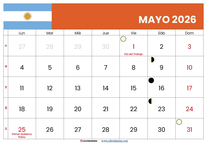 Calendario De Mayo 2026 Argentina