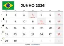 Calendário Junho 2026