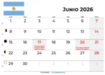 Calendario Junio 2026 Argentina Para Imprimir