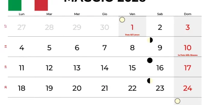Calendario Maggio 2026 Da Stampare