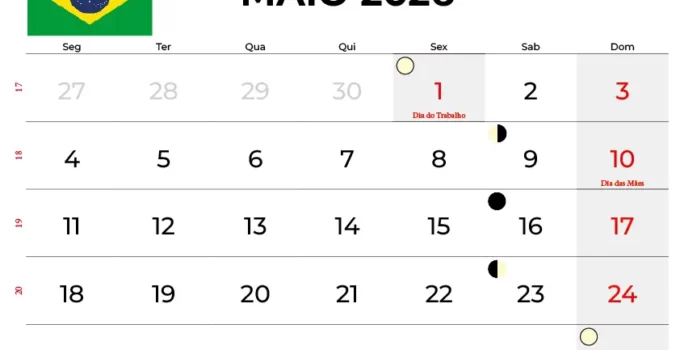 Calendário Maio 2026 Brasil