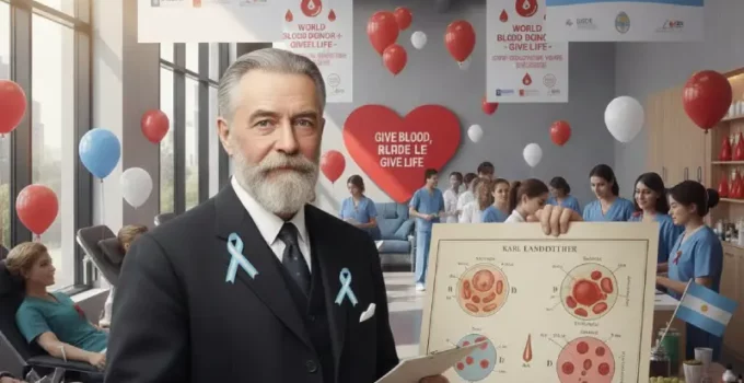 Voluntarios argentinos celebrando el Día Mundial del Donante de Sangre con campaña de donación