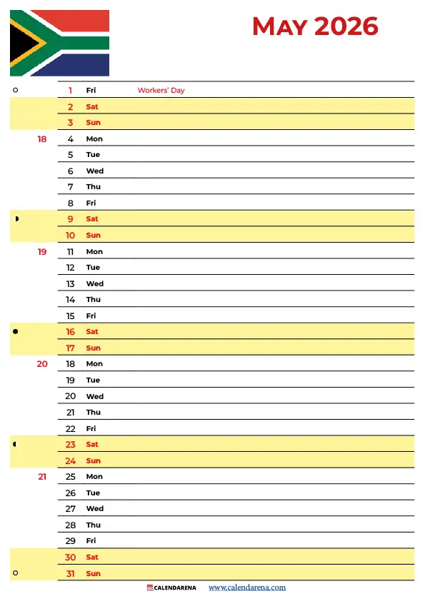 Holidays In May 2026 South Africa