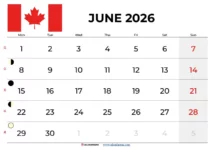 June 2026 Calendar Canada