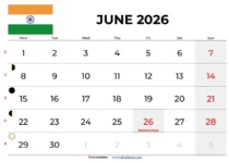June 2026 Calendar India