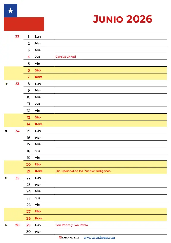 Junio 2026 Chile