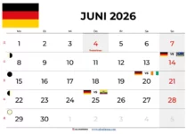 Kalender Juni 2026