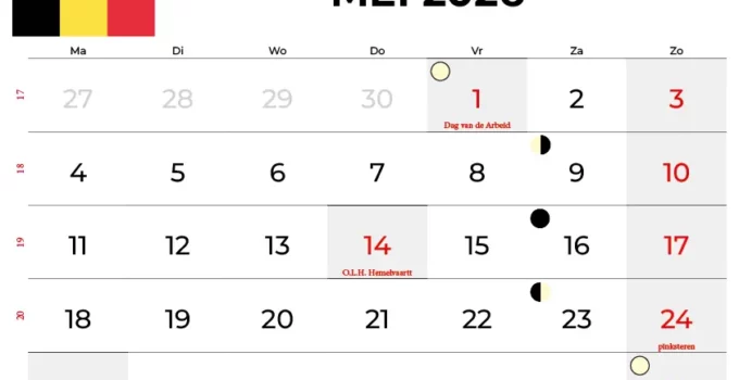 Kalender Mei 2026 België