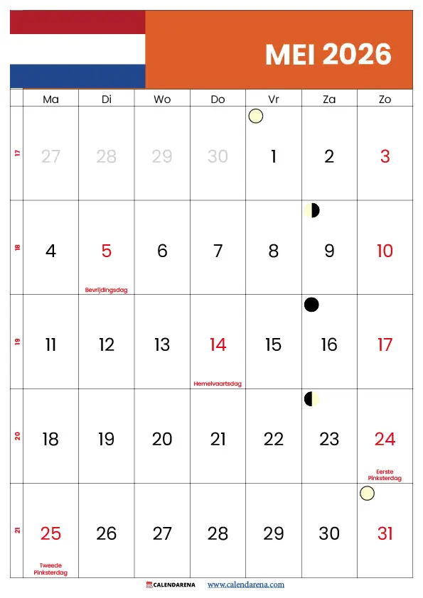Kalender Mei 2026 PDF