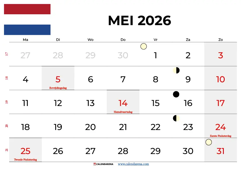 Kalender Mei 2026