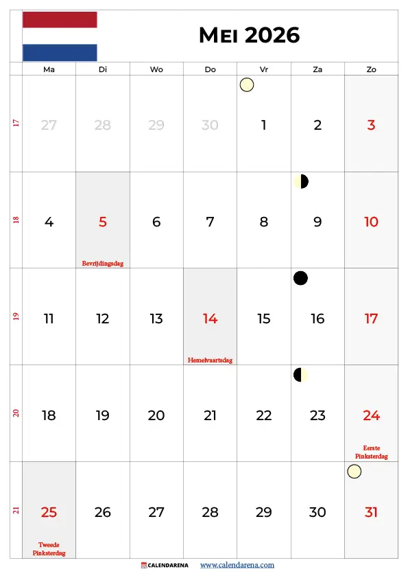 Maand Mei Kalender 2026