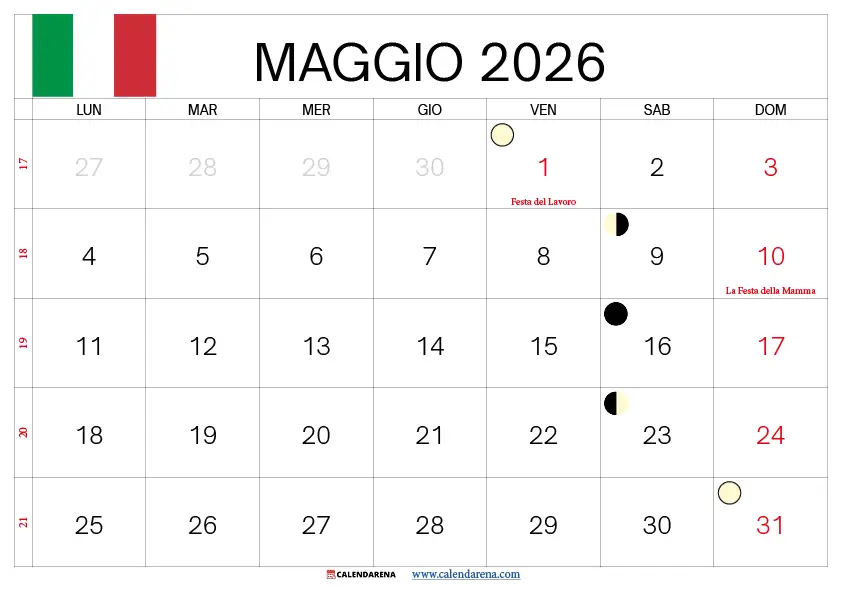 Maggio 2026 Calendario