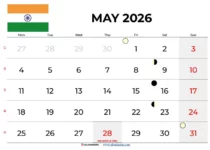 May 2026 Calendar India