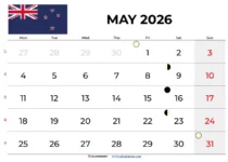 May Calendar 2026 Nz