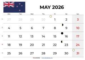May Calendar 2026 Nz