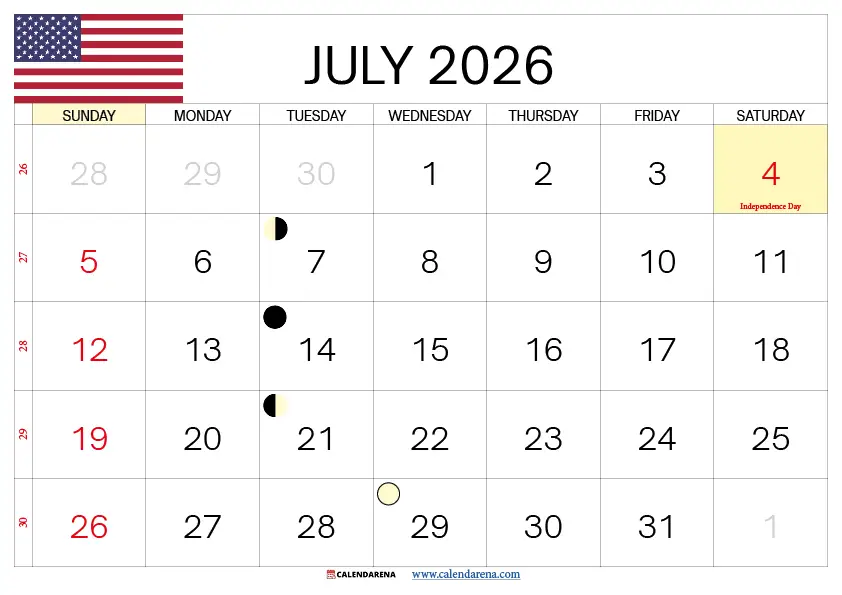 Calendar July 2026