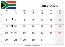July 2026 Calendar South Africa
