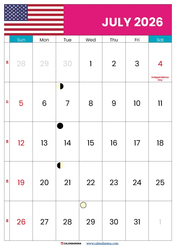 July 2026 Calendar With Holidays