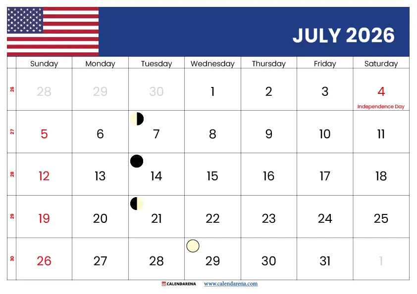 July Calendar 2026