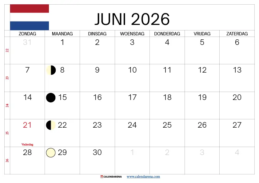 Juni 2026 Kalender