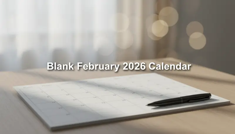 Blank February 2026 Calendar Printable PDF with Notes Sidebar