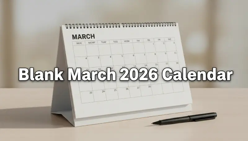 Blank March2026 Calendar Printable PDF with Notes Sidebar