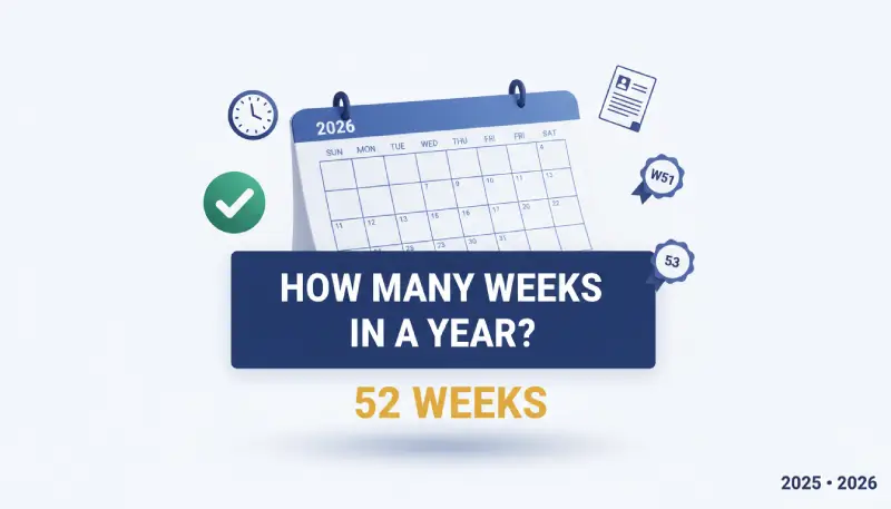 how many weeks in a year - 2026 calendar week breakdown