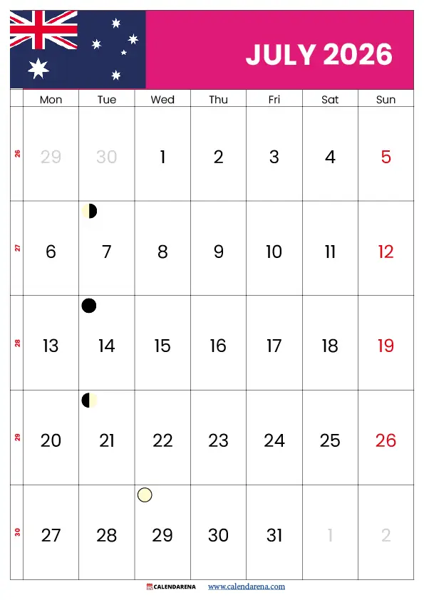 Calendar For July 2026 Australia
