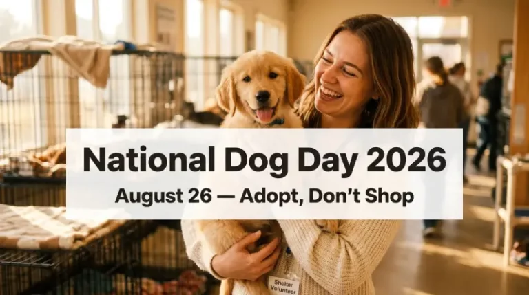 National Dog Day August 26 — dog at animal shelter ready for adoption