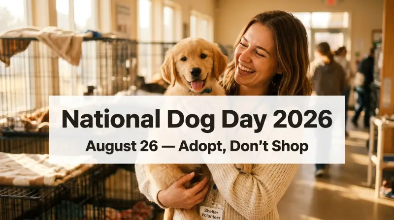 National Dog Day August 26 — dog at animal shelter ready for adoption